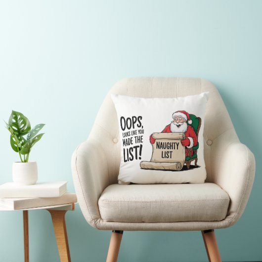 Grappige Santa Claus Naughty List Christmas Design Kussen (Stoel)