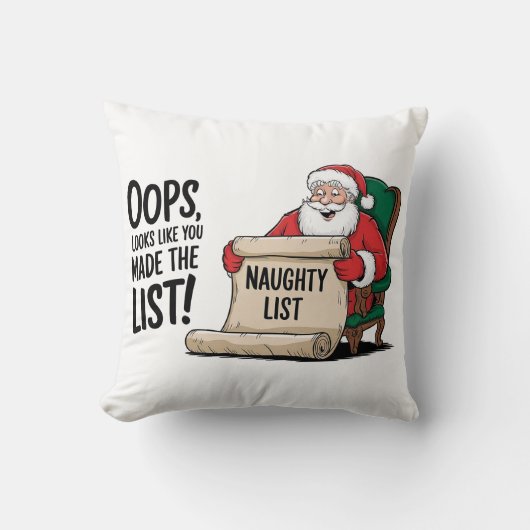 Grappige Santa Claus Naughty List Christmas Design Kussen (Voorkant)