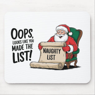 Grappige Santa Claus Naughty List Christmas Design Muismat