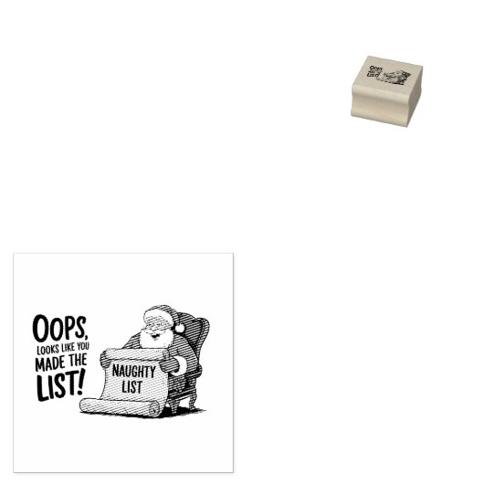 Grappige Santa Claus Naughty List Christmas Design Rubberstempel (Gestempeld)