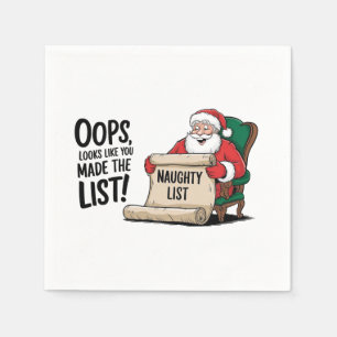 Grappige Santa Claus Naughty List Christmas Design Servet