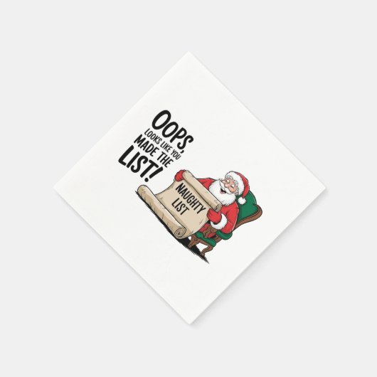 Grappige Santa Claus Naughty List Christmas Design Servet (Hoek)