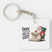 Grappige Santa Claus Naughty List Christmas Design Sleutelhanger (voorkant)