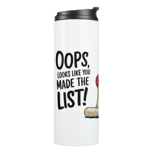 Grappige Santa Claus Naughty List Christmas Design Thermosbeker (Gedraaid links)