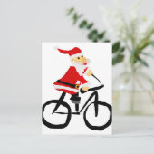 Grappige Santa Claus Rijden Fiets Kerst Kunst Feestdagenkaart (Staand voorkant)