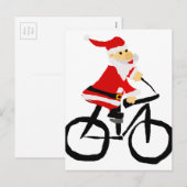 Grappige Santa Claus Rijden Fiets Kerst Kunst Feestdagenkaart (Voorkant / Achterkant)