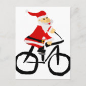 Grappige Santa Claus Rijden Fiets Kerst Kunst Feestdagenkaart (Voorkant)