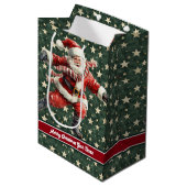 Grappige Santa Claus Schaatsen Vakantie Gift Bag Medium Cadeauzakje (Voorkant Gekanteld)