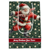 Grappige Santa Claus Schaatsen Vakantie Gift Bag Medium Cadeauzakje (Achterkant)