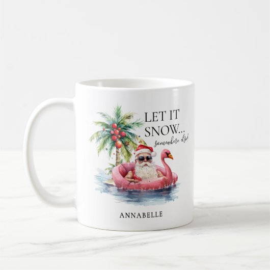 Grappige Santa Claus Tropical Beach Kerstmis Koffiemok (Links)
