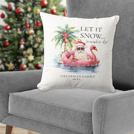 Grappige Santa Claus Tropical Beach Kerstmis Kussen