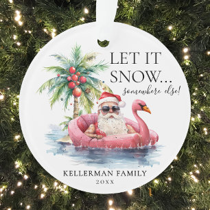 Grappige Santa Claus Tropical Beach Kerstmis Ornament