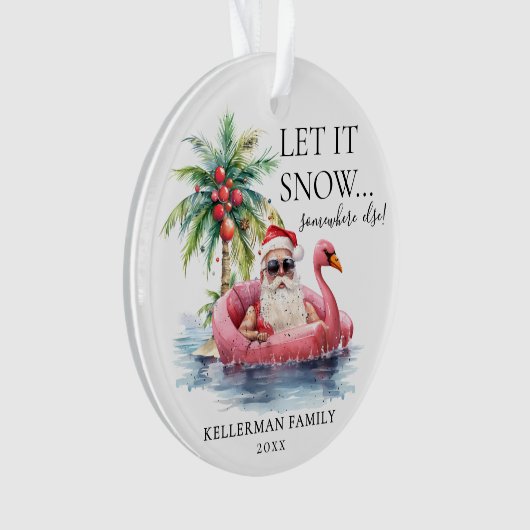 Grappige Santa Claus Tropical Beach Kerstmis Ornament (voorkant)
