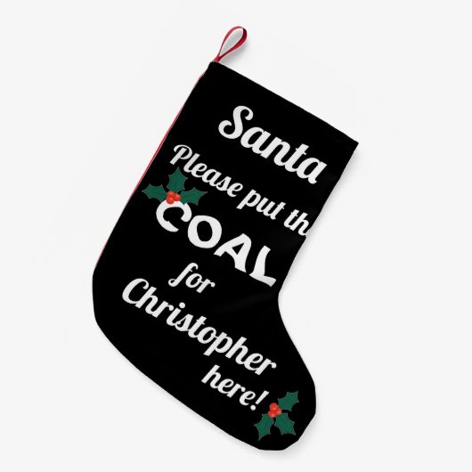 Grappige Santa Coal Kleine Kerstsok (Voorkant (Hangend))