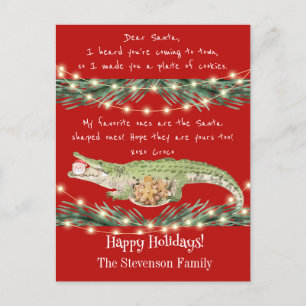 Grappige Santa Cookies Rode Feestelijke Gator Feestdagenkaart