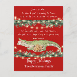 Grappige Santa Cookies Rode Feestelijke Gator Feestdagenkaart