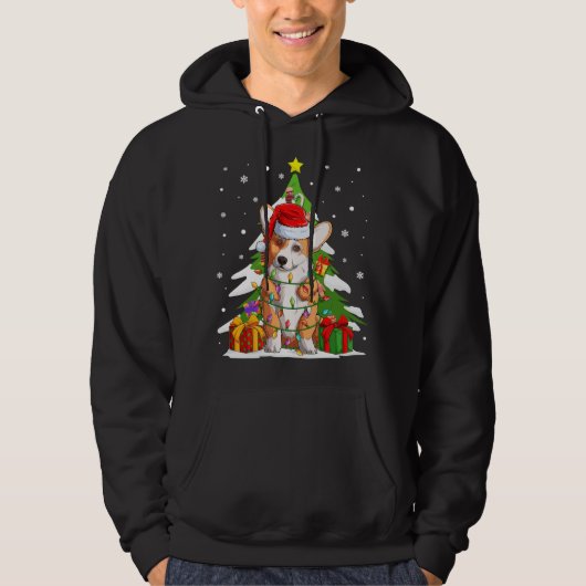 Grappige Santa Corgi Hond Kerstboom Cadeaus Xmas M Hoodie (Voorkant)
