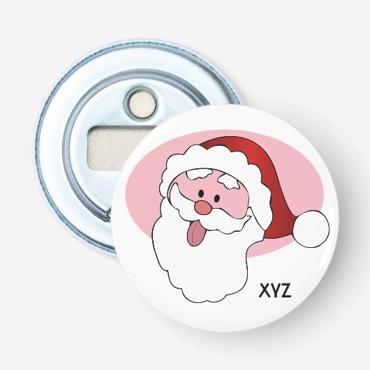 Grappige Santa custom monogram flesopener Button Flesopener (Voorkant)