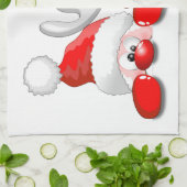 Grappige Santa en Rendier Cartoon keukenhanddoek (Gevouwen)