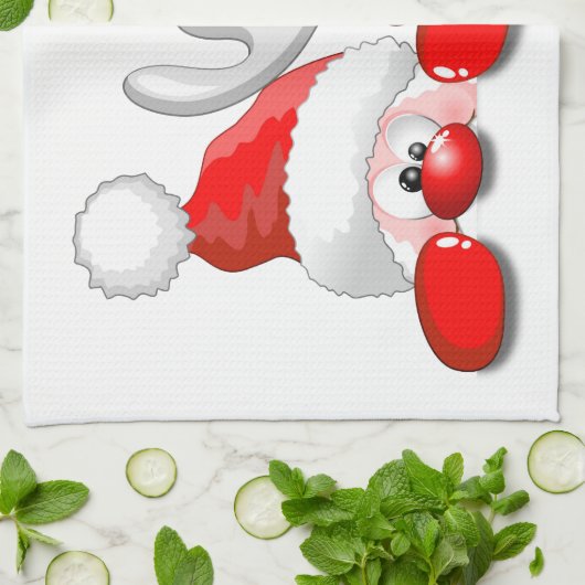 Grappige Santa en Rendier Cartoon keukenhanddoek (Gevouwen)