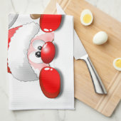 Grappige Santa en Rendier Cartoon keukenhanddoek (Quarter Fold)