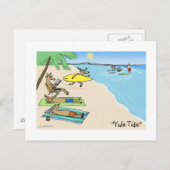 Grappige Santa en rendier surfen vakantie Feestdagenkaart (Voorkant / Achterkant)