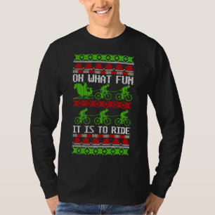 Grappige Santa Fiets Fietser Lelijke Kersttrui T-shirt