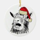 Grappige Santa Geit Schreeuwt Keramisch Ornament (Voorkant)