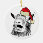Grappige Santa Geit Schreeuwt Keramisch Ornament (Achterkant)