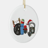 Grappige Santa Gewichtheffen Dumbbells Gym Kerstmi Keramisch Ornament (Rechts)
