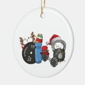 Grappige Santa Gewichtheffen Dumbbells Gym Kerstmi Keramisch Ornament (Links)