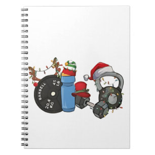 Grappige Santa Gewichtheffen Dumbbells Gym Kerstmi Notitieboek