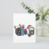 Grappige Santa Gewichtheffen Dumbbells Gym Kerstmi Uitnodiging Briefkaart (Staand voorkant)