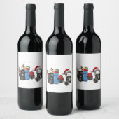 Grappige Santa Gewichtheffen Dumbbells Gym Kerstmi Wijn Etiket (Flessen)