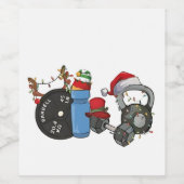 Grappige Santa Gewichtheffen Dumbbells Gym Kerstmi Wijn Etiket (Enkel label)