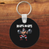 Grappige Santa Gym Lifting Zool Santa Lelijke Kers Sleutelhanger (Voorkant)