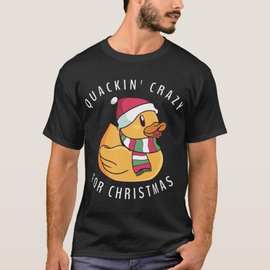 Grappige Santa Hat Rubber Duck Kerstwoordspeling T-shirt (Voorkant)
