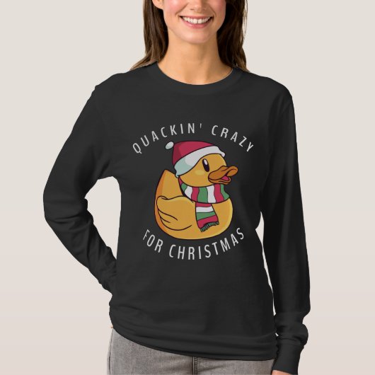 Grappige Santa Hat Rubber Duck Kerstwoordspeling T-shirt (Voorkant)