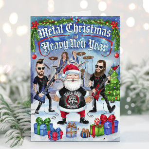 Grappige Santa Heavy Metal kerst Kaart