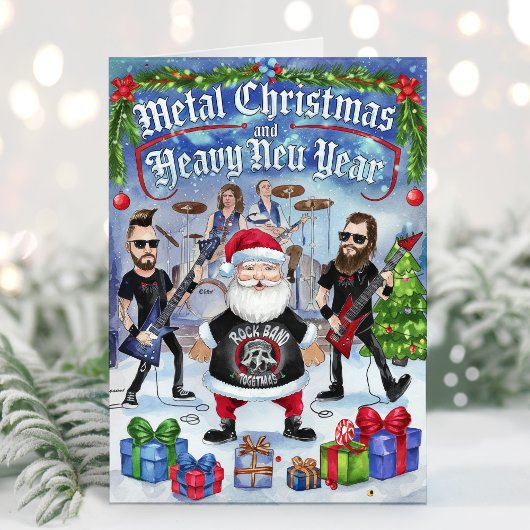 Grappige Santa Heavy Metal kerst Kaart