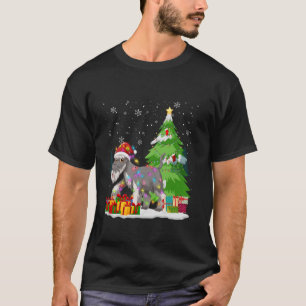 Grappige Santa Hoed Kerstmis Licht Draad Fox Terri T-shirt