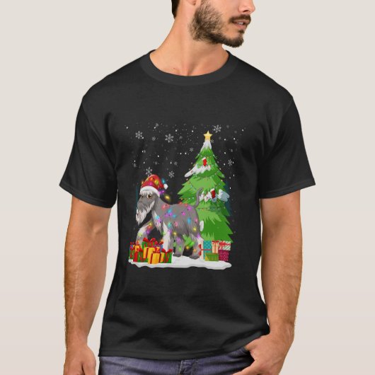 Grappige Santa Hoed Kerstmis Licht Draad Fox Terri T-shirt (Voorkant)