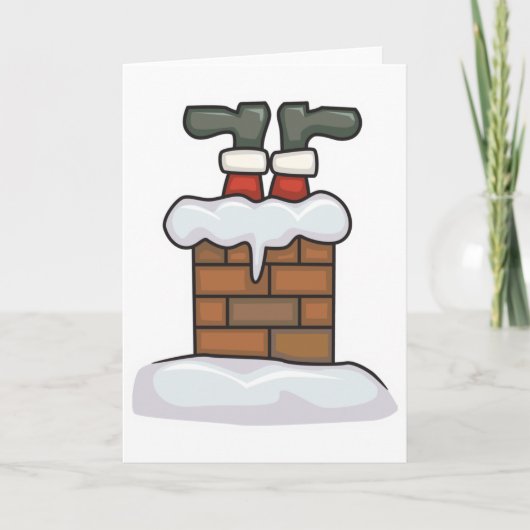 grappige santa in chimney feestdagen kaart (Voorkant)