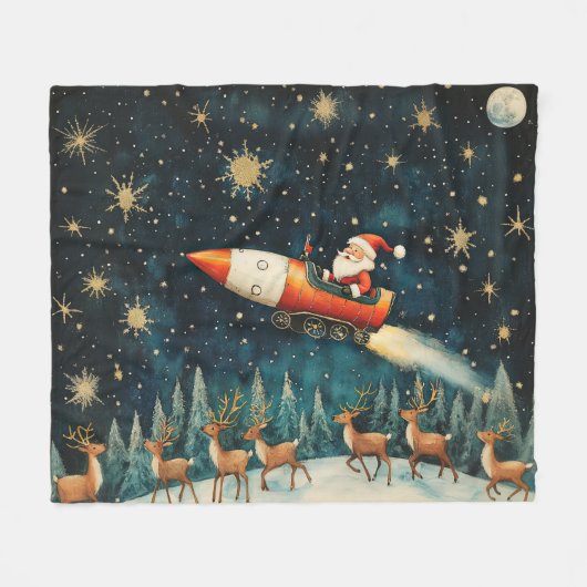 Grappige Santa kerstavond fleece deken (Voorkant (Horizontaal))