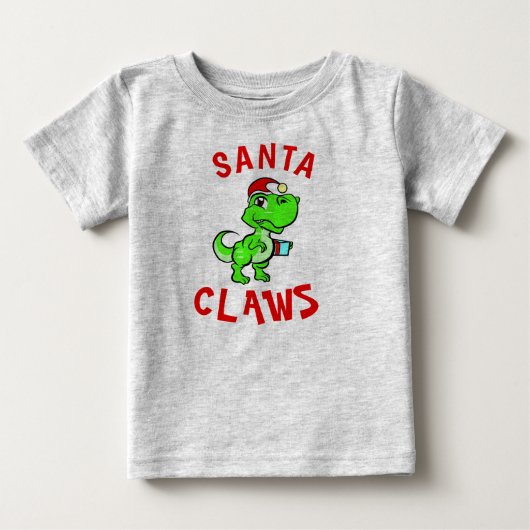 Grappige Santa Klauwen Dinosaur Baby's 1e Kerstmis (Voorkant)