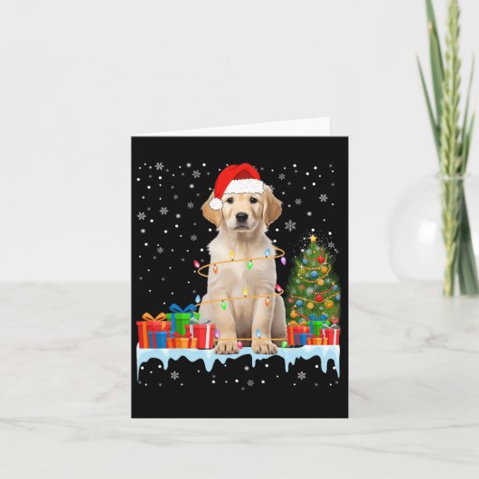 Grappige Santa Labrador hond kerstverlichting kers Kaart (Voorkant)
