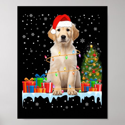 Grappige Santa Labrador hond kerstverlichting kers Poster (Voorkant)