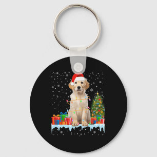 Grappige Santa Labrador hond kerstverlichting kers Sleutelhanger