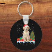 Grappige Santa Labrador hond kerstverlichting kers Sleutelhanger (Voorkant)