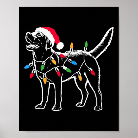 Grappige Santa Labrador Retriever Kerstverlichting Poster (Voorkant)